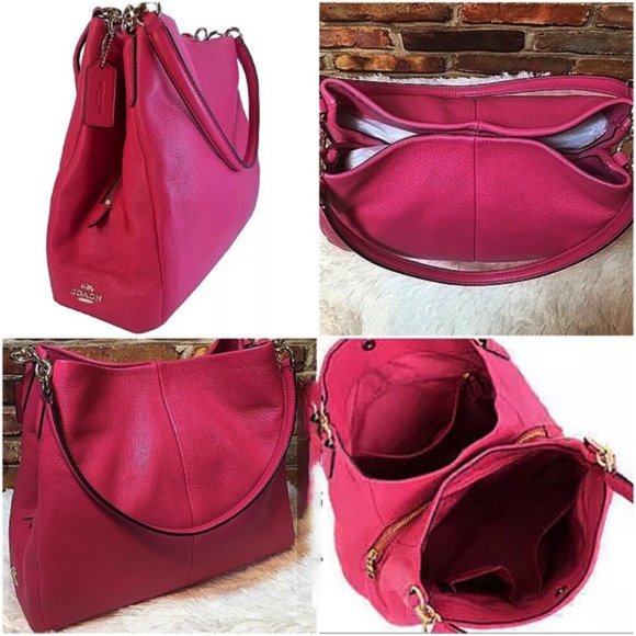 Coach Dahila Pink Leather Phoebe Edie Shoulder Bag RARE 35723 Barbie Barbiecore. - Picture 5 of 11